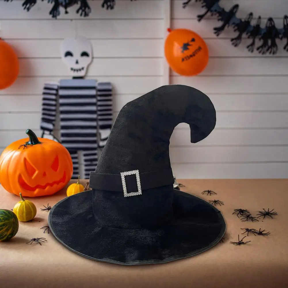 لحلي الهالوين التأثيرية، قبعة ساحرة خفيفة الوزن، إكسسوار أزياء الهالوين، تصميم أزرار غامضة، قبعة ساحرة مخملية