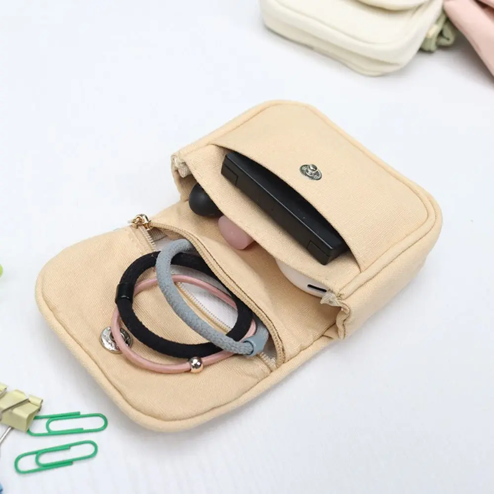 Canvas Mini Portable Coin Purse Card Organizer Key Case Student Simplicity Wallet Headphone Bag Multifunctional