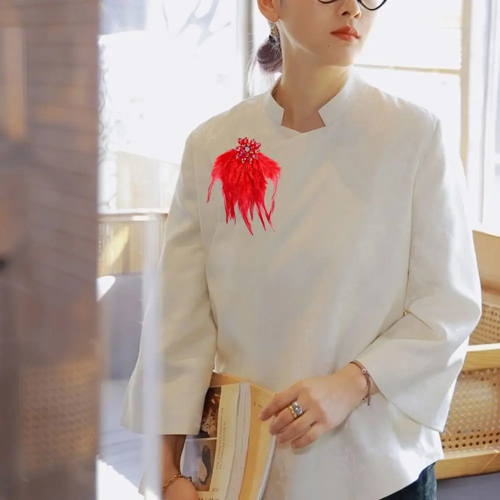 Beautiful DIY Crystal Flower Rhinestone Charming Colorful Feathers Jewelry Crystal Flowers Women