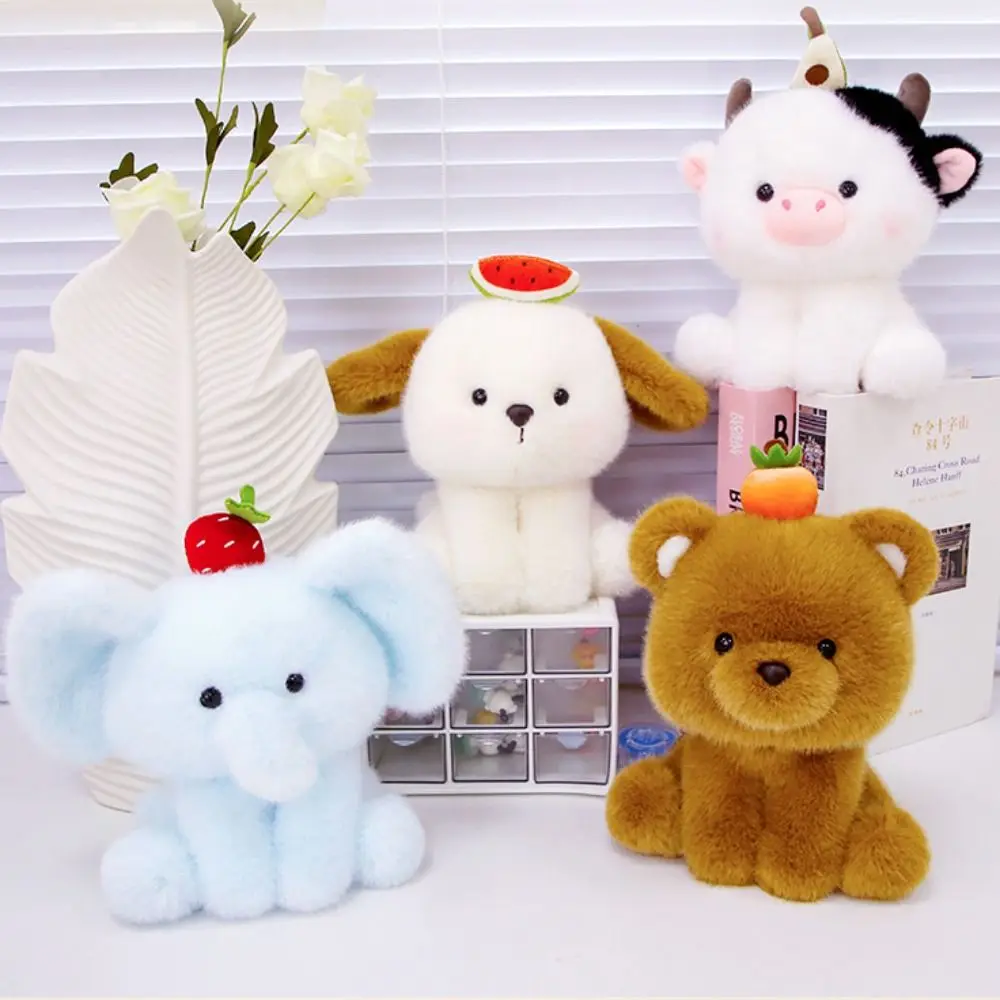 

PP Cotton Fruit Animal Plush Toy Interactive Sitting Bear Elephant Stuffed Animal Handmade Cartoon Soothing Hug Animal Dolls