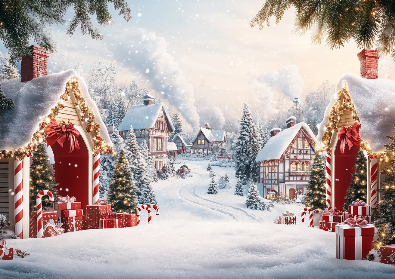 겨울 크리스마스 사진 배경 크리스마스 트리 엘크 눈송이 크리스마스 선물 실내 장식 배너 어린이 초상화 배경