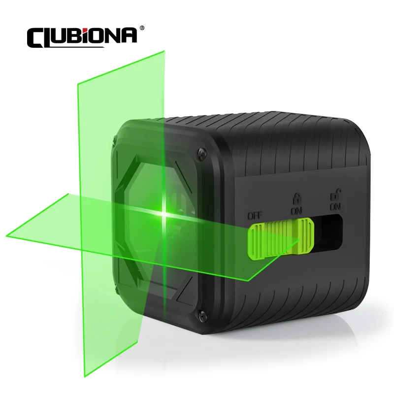 ClUBIONA Portable 2 Lines Professional Red/Green Beam Laser Level Horizontal Vertical Self-leveling Cross Line Measure Tool Kit