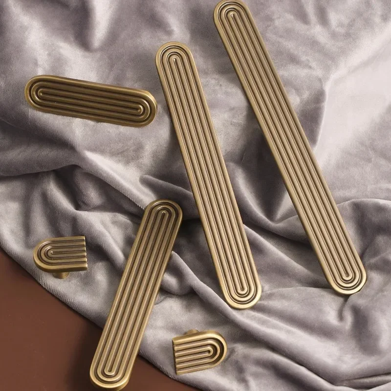 Retro Style Brass Furniture Handle/Unique Line Closet Handles Door Knobs Bronze Wardrobe Cupboard Handle Drop Shipping Available