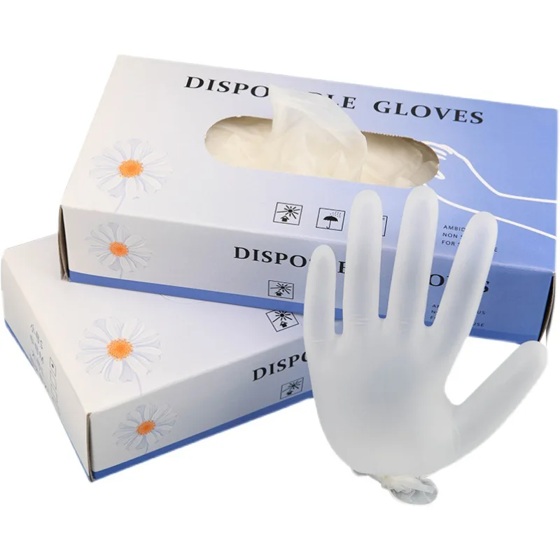 50pcs Disposable Pvc Clear Gloves Tattoo Eyebrow Protective Hand Cooking Food Service Gloves Dye Hair Industrial Work