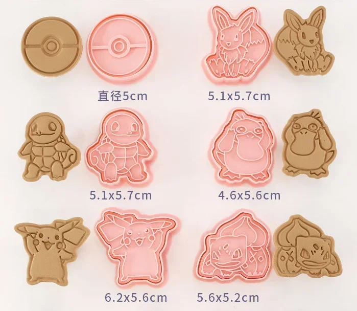 Pokemon New 6pcs/Set Figures Cookie Cutters Cartoon DIY Bakery Mold Biscuit Press Stamp Embosser Sugar Pasty Cake Mould Toys