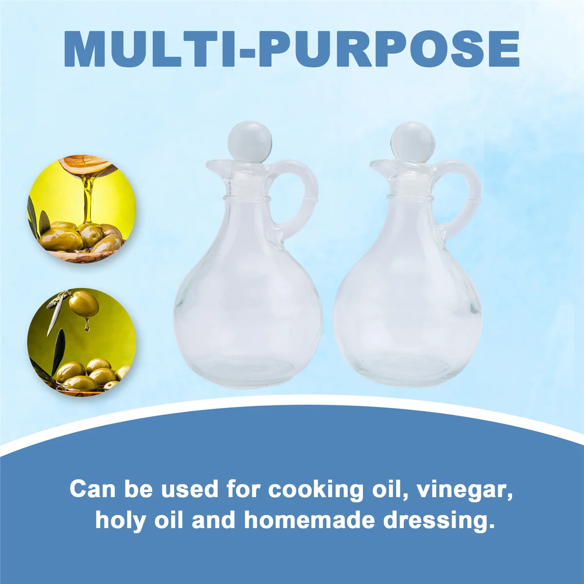 

AA91 Glass Oil and Vinegar Bottles (2 Piece Set) Round Glass Oil Dispenser Bottle with Stopper