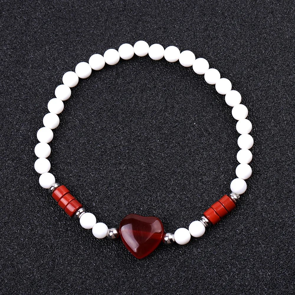 Bracelet à breloques en pierre naturelle Chakra Healing Energy pour femme, perles blanches, brin de navire Chia, 4mm, 10 pièces