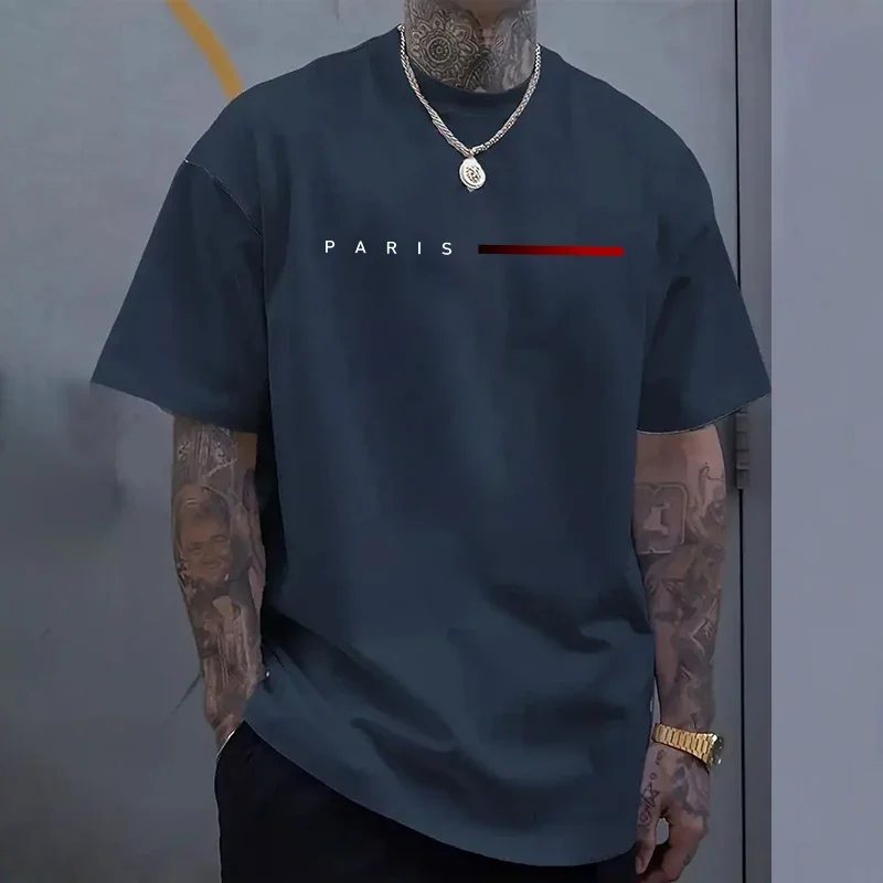 باريس أزياء الرجال تي شيرت جودة عالية س الرقبة قصيرة الأكمام أعلى المنزل في الهواء الطلق الترفيه لينة تي شيرت