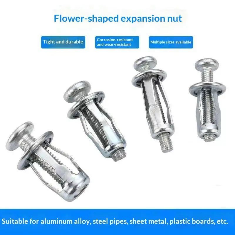 40Pcs Petal Screw Jack Nuts Screw Anchors Petal Expansion Plugs For Curtain Expansion Clamp Petal Rivet Lock Bolt Board Wall