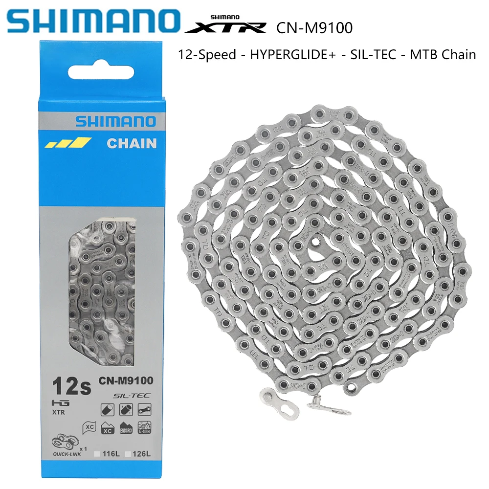 

SHIMANO XTR MTB Bike Chain CN-M9100 12 Speed 126 Links HG Chain with Quick-Link for MTB Bike E-bike Chain Original Bicycle Parts