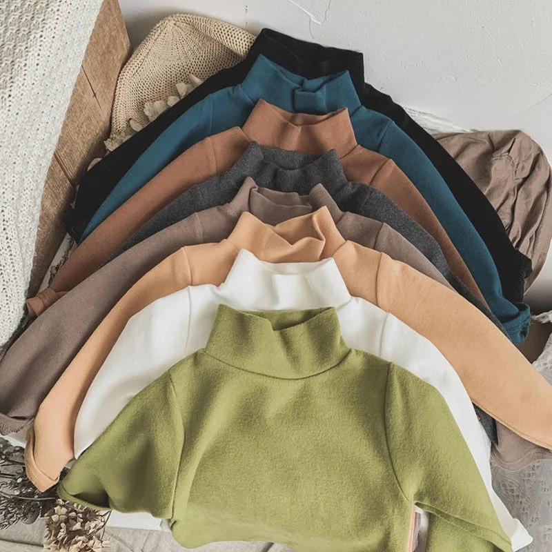 1-6 anni bambini mezzo dolcevita magliette manica lunga neonati maschi ragazze autunno inverno Pullover camicie top magliette calde per bambini