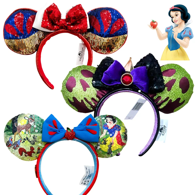 Disney Mickey Mouse Headband Princess Snow White Skeletal Poison Apple Ear  Headbands for Girls Women Cosplay Hair Accessories