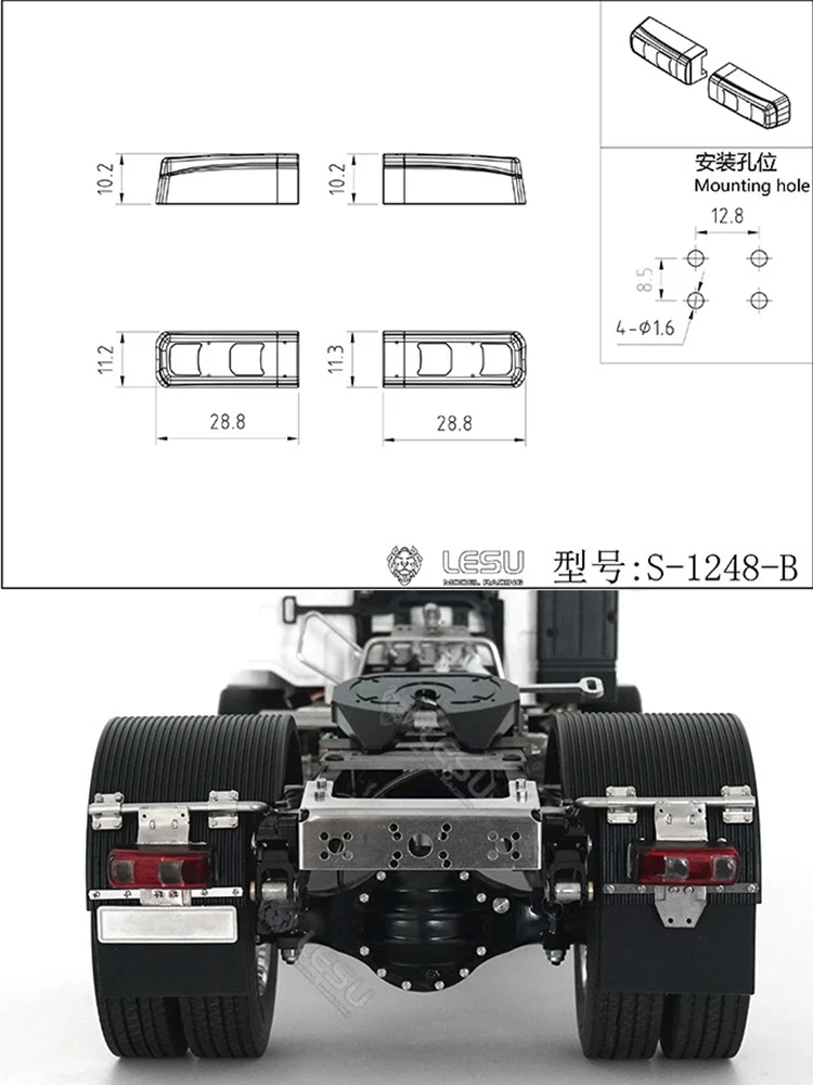 

RC Truck Tail Lights Lamp Cup Decoration for 1/14 Tamiya Tipper Trailer For SCANIA 770S VOLVO BENZ MAN TGX Car DIY Accessories