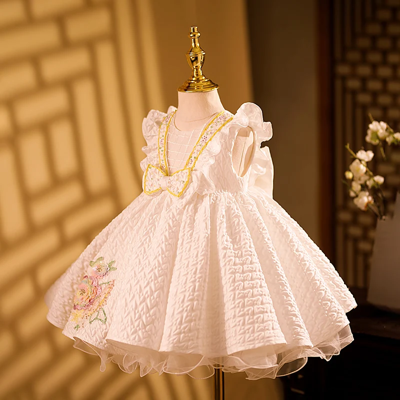 High-end Flower Girls Ball Gown Kids Performance Clothes Birthday Party Wedding Formal Prom Dress for Easter