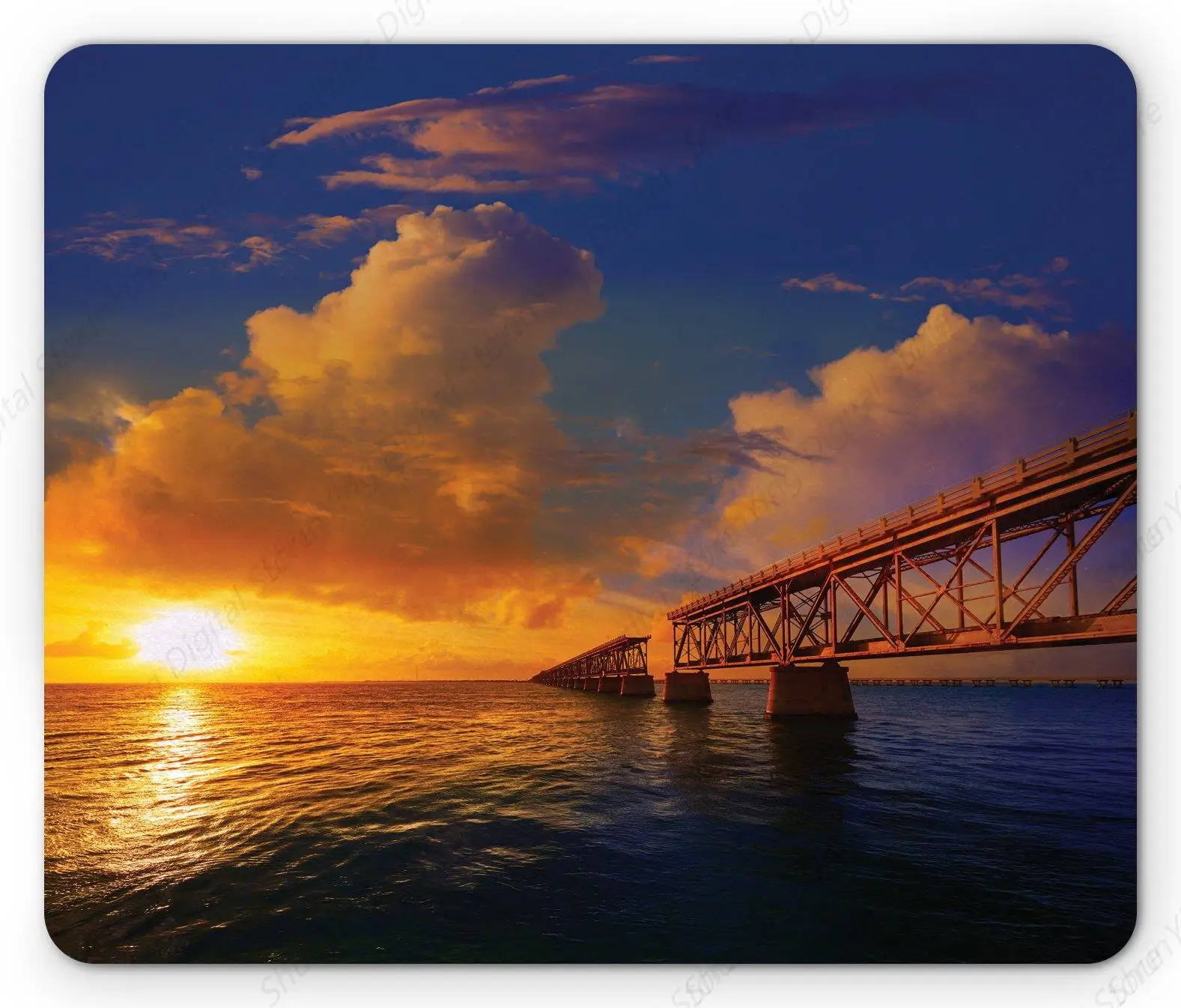 

Landscape Computer Office Mouse Pad Florida Islands Old Bridge USA Bahia Honda Park Sunset Anti Slip Rubber Mouse Pad 25*30cm