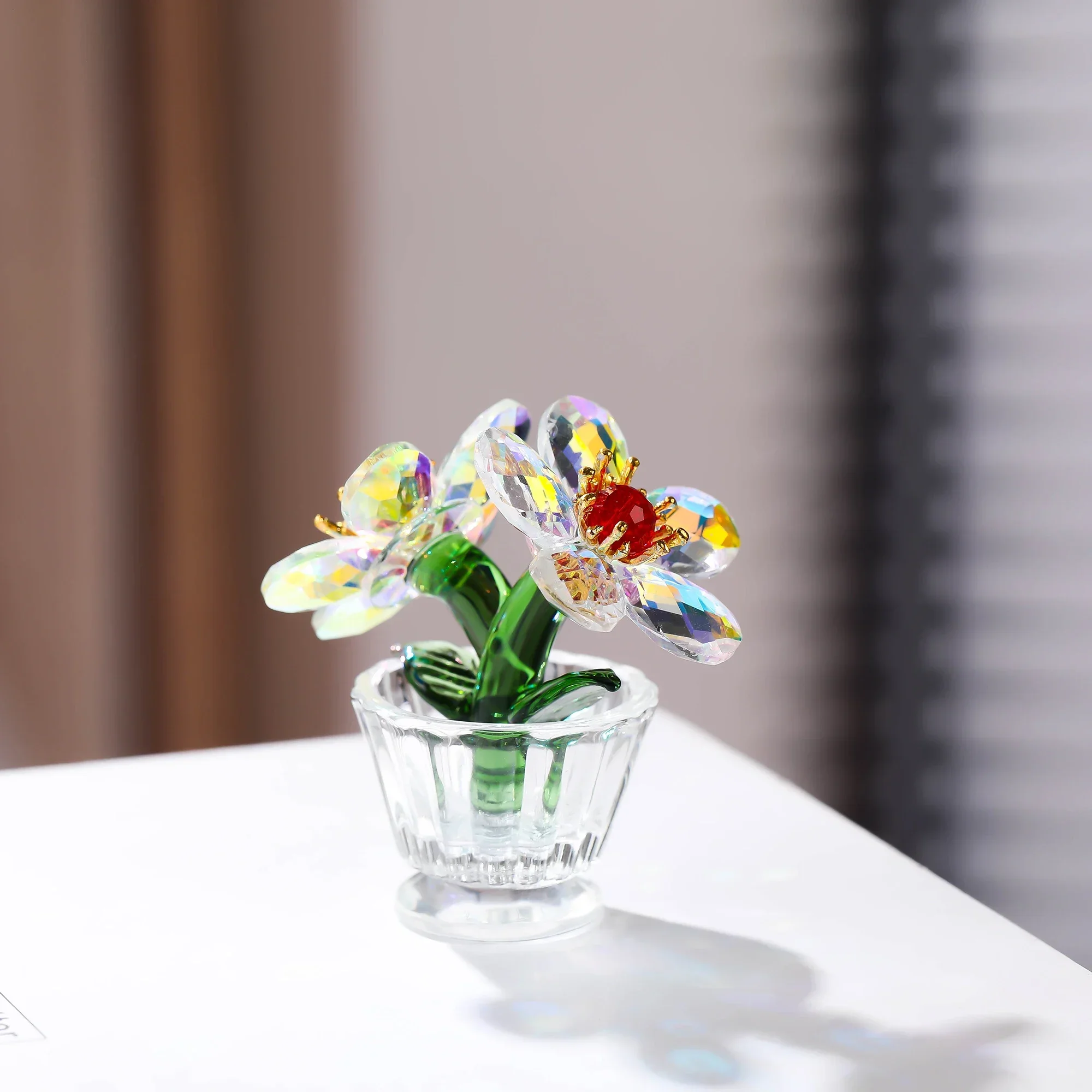 

Mini Crystal Flower Decoration Perfect Romantic Gift For Flower Ornament Office Decor Living Room Accessories Holiday Gifts
