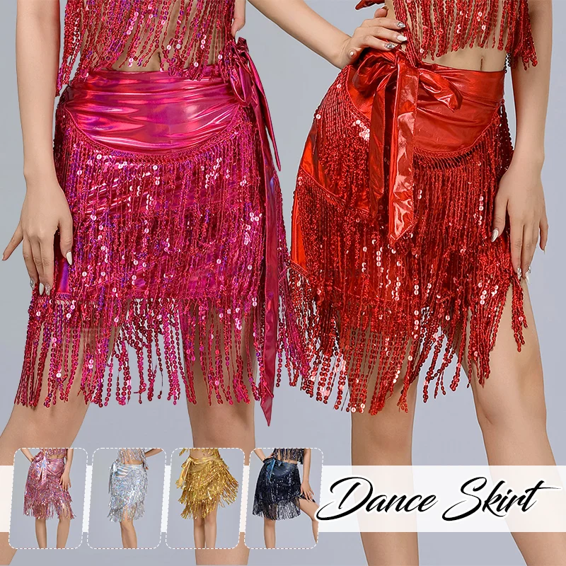 

Elegant Latin Belly Dance Tassel Skirts Women Samba Rumba Sexy Sequins Fringe Dance Skirt Festival Stage Performance Costume