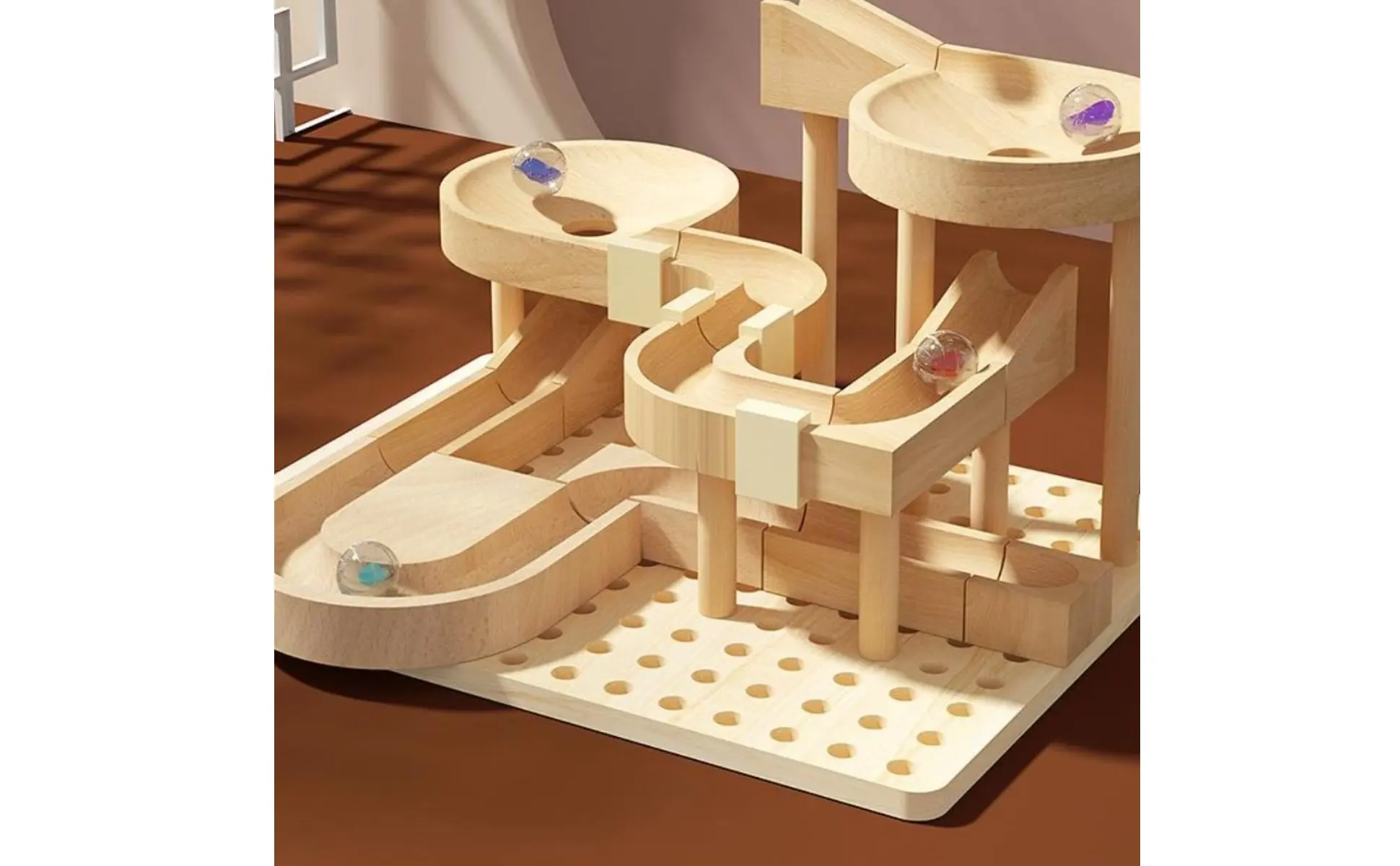 Marble Course Building Set Develops Cognitive Skills Wooden Marble Track Wooden Sphere Course Toy for Children Marble Course Building Set Develops Cognitive Skills Wooden Marble Track Wooden Sphere Course Toy for Children