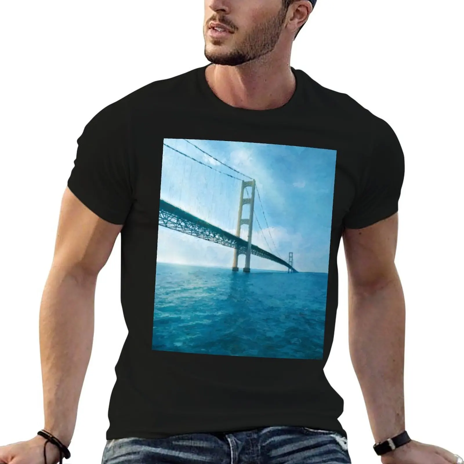 

t funny shirts t Bridge shirts man for cotton man men casual Mackinac for T-Shirt