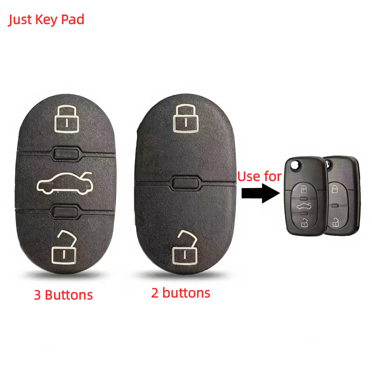 2/3 Buttons Key Case Pad For Audi A2 A3 A4 A6 A8 TT B6 RS4 Allroad Quattro Car Key Shell Rubber Button Repair Leather