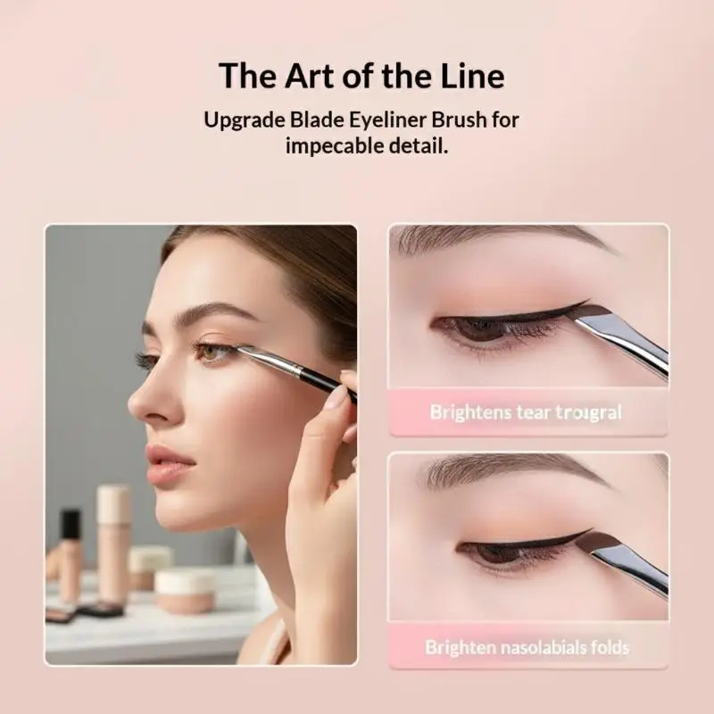 3 Pcs Multifunctional Eyeliner Brush Angle Eyeliner Brush Right Angle Brushes Extremely Fine Makeup Brush Aegyo Sal Brushes