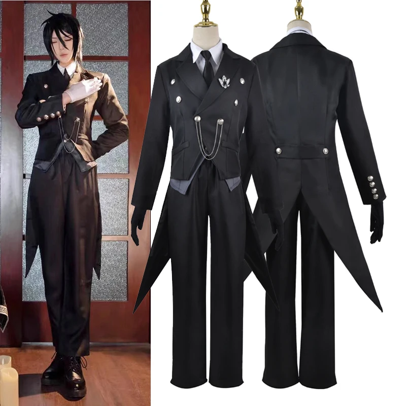 Black Butler Cosplay Japanese Anime Kuroshitsuji Sebastian Michaelis Ciel Phantomhive Cosplay Costume Unisex Uniforms