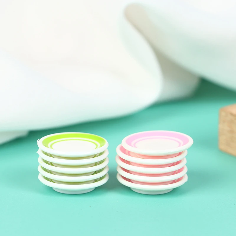 5pcs/bag 1:12 Dollhouse Miniature Colorful Plate Dishes Kitchen Accessories Toys