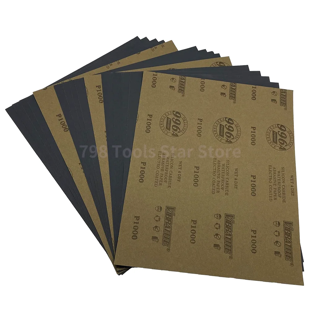 

10 PCS 9"X11" 230x280mm Silicon Carbide Wet Dry Sandpaper Latex Backing Sandpaper for Glass Automobile Wood, 60-10000 Grits