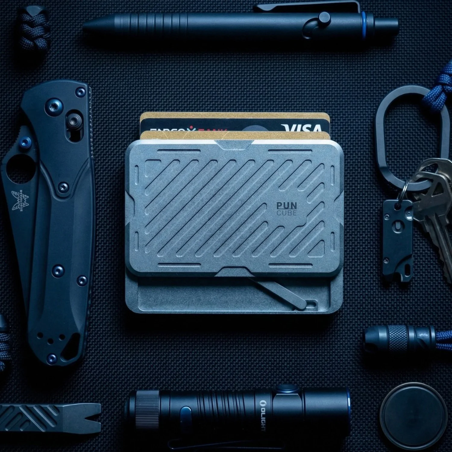 Puncube Mechanical Structure Metal Wallet Card Holder RFID Anti-Theft for Daily Use Compact Size Men's Purse No Shoulder Strap