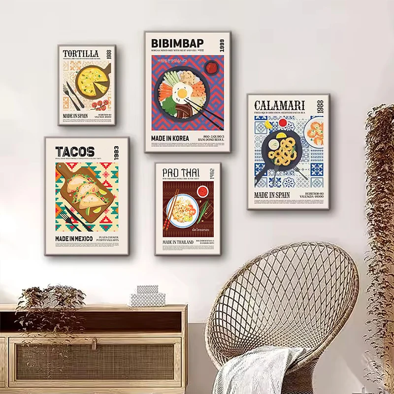 おいしい食べ物キャンバス絵画世界料理プリント壁アートポスター - Home Decor Vietnam のレビューと価格