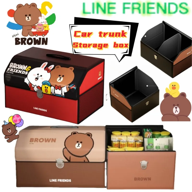 

LINE FRIENDS Brown Sally Cony Movie Merchandise Cute Cartoon Car Storage Box, Convenient Multi-Functional Large-Capacity Tote