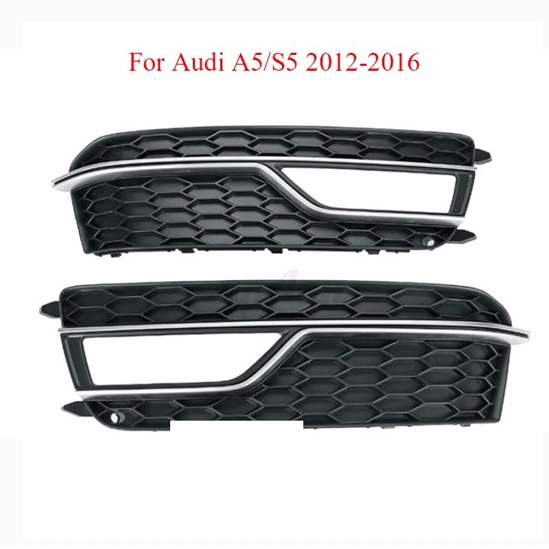 

Front Bumper Honeycomb Fog Light Lamp Grille Chrome Grill Cover Fit For AUDI A5 S-Line S5 2012-2016 8T0807681M 8T0807682M