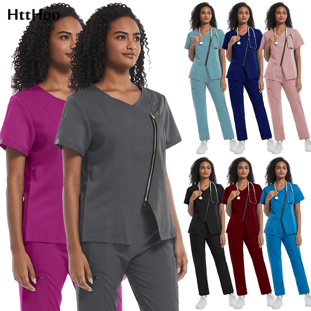 

New Pharmacy Healthcare Scrubs Nursing Uniform Women Soft Medical Blouses Spa Beauty Salon Pediatric Clinic Work Wear Wholesale