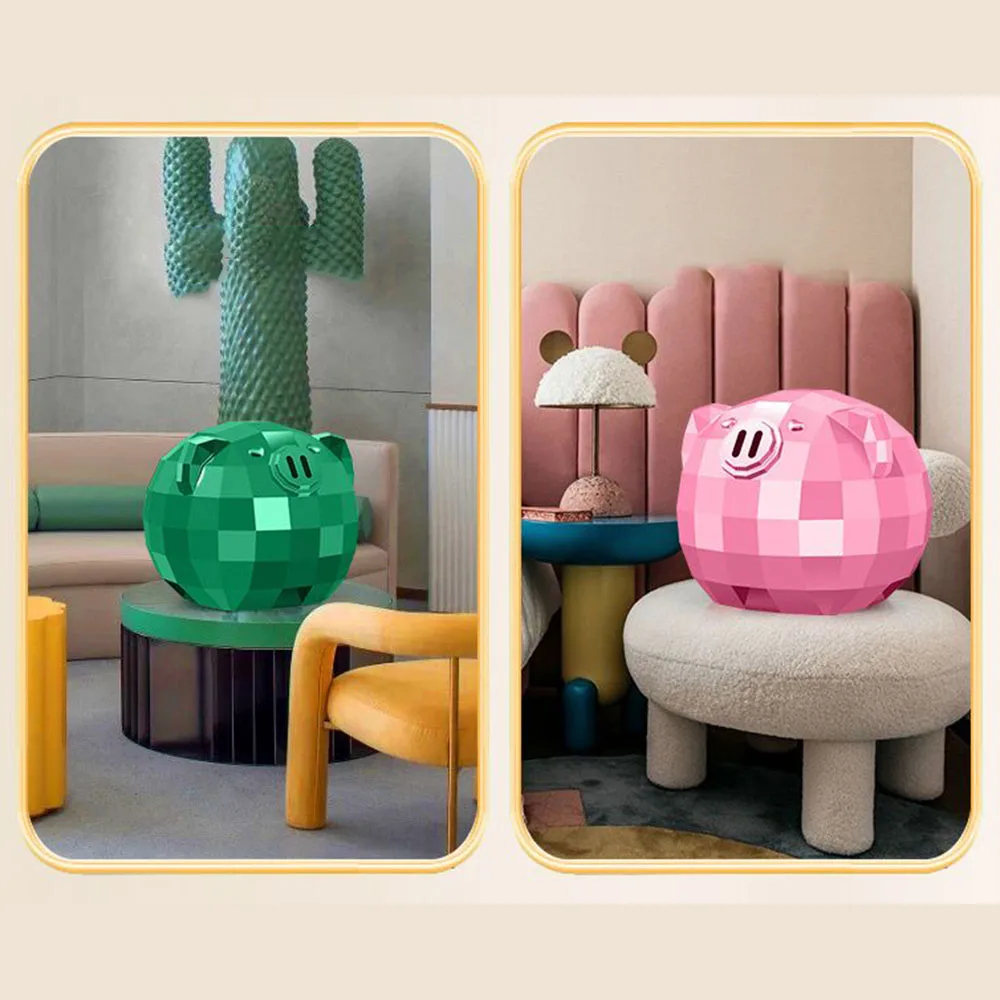 Safe Box Large Capacity Geometric Pig Hidden Safe Money Cash Storage Tank Adult Children Piggy Bank Household Saving Bank Box
