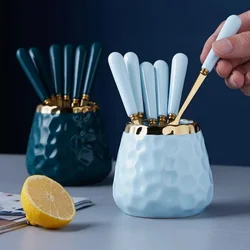 Creative Ceramic Storage Jar Concave Stria Gold Edge Malleolar Stria Dried Fruit Nut Bean Raisin Storage Jar Golden Tableware