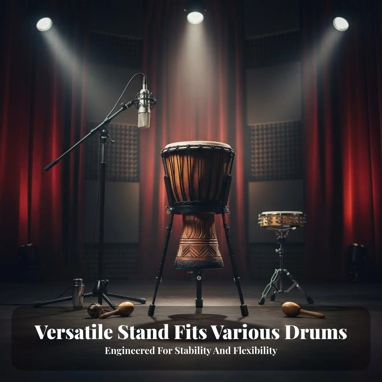 

African Drum Stand Universal Fit African Hand Drum Stand Adjustable Height Percussion Hardware for Beginners, Stage Performance