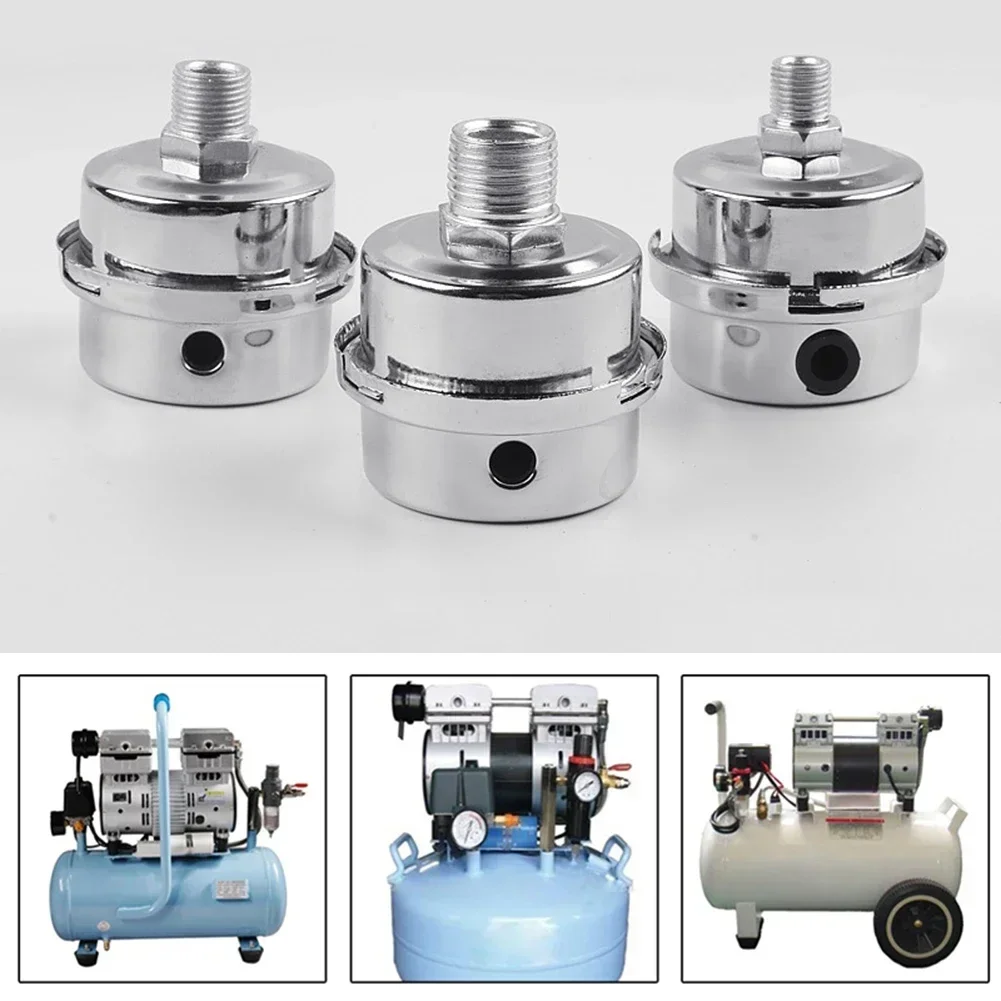 1pcs Air Ai-r Compressor 12.5-20mm Compressor Element Filter Intake Metal Muffler Oil-Free Pump Thread Great Option Noise