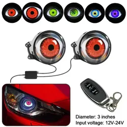 1Pair LED Devil Eyes Car Headlights Decoration Demon Eye Light LED Dynamic Car Motorcycle SUV Headlight Eye Lights Accessories