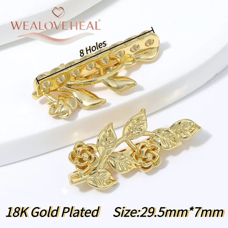 18K vergoldete Messing-Abstandsperlen in Rosenblüten- und Blattform, Mehrfachloch-Verbinder, DIY-Schmuckzubehör für die Herstellung von Perlenarmbändern und Halsketten – Detail 26