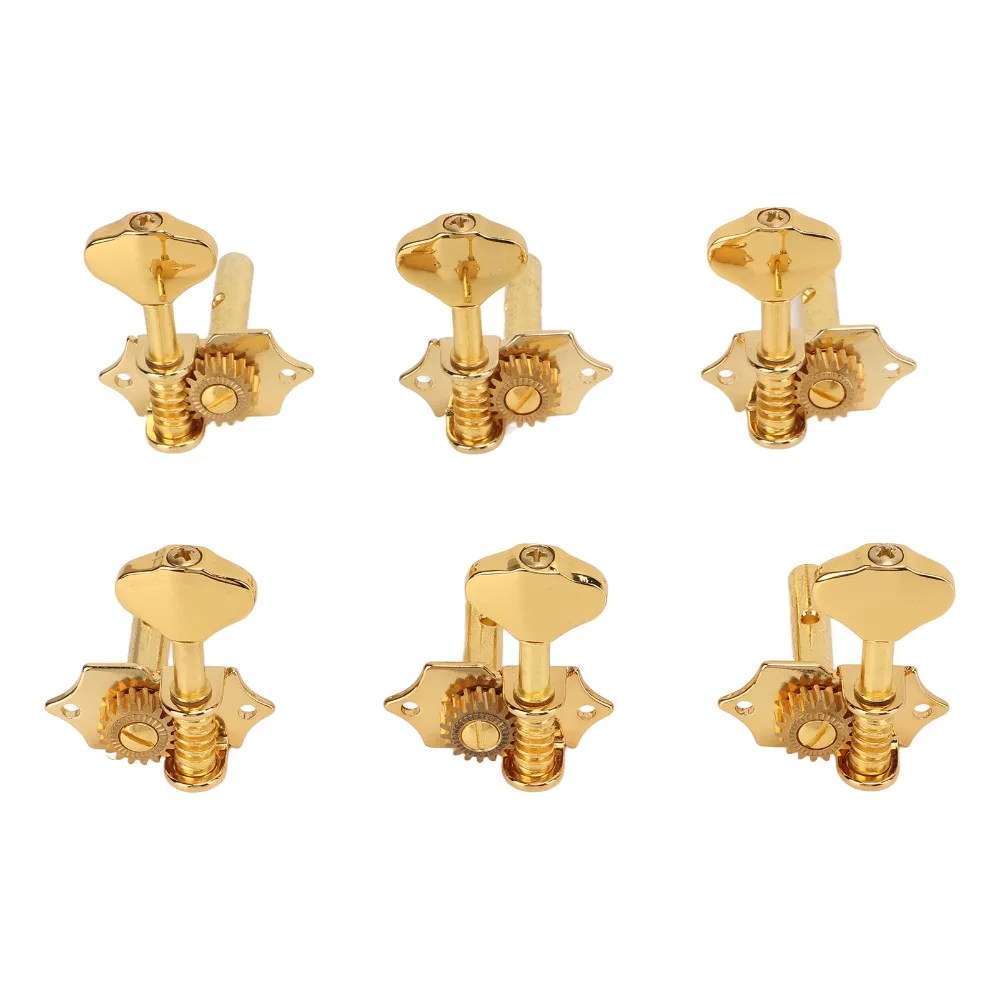 Metal Material Guitar Tuning Pegs 18:1 Gear Ratio 3+3 Configuration Guitar Tuning Keys Golden Guitar Tuning Machine Set