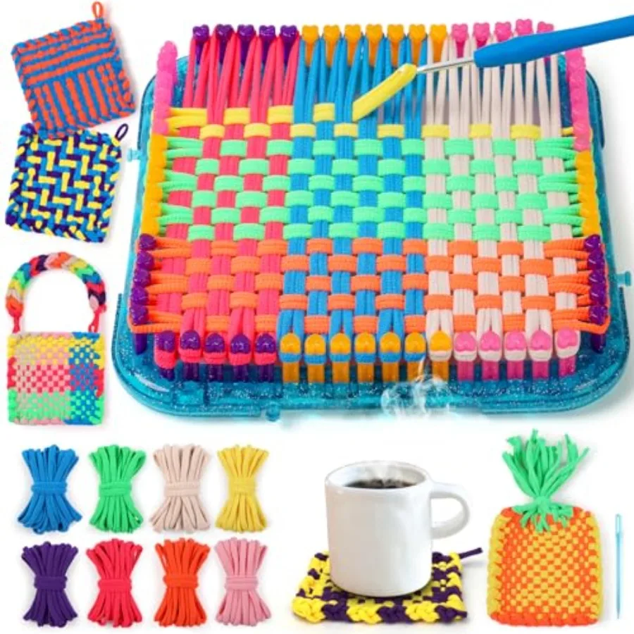 

Weaving Loom Kit Toys, DIY Arts and Crafts for and Adults, Ideal Gifts for Girls Ages 5 6 7 8-12 13, Easy Potholder Loom Knitti