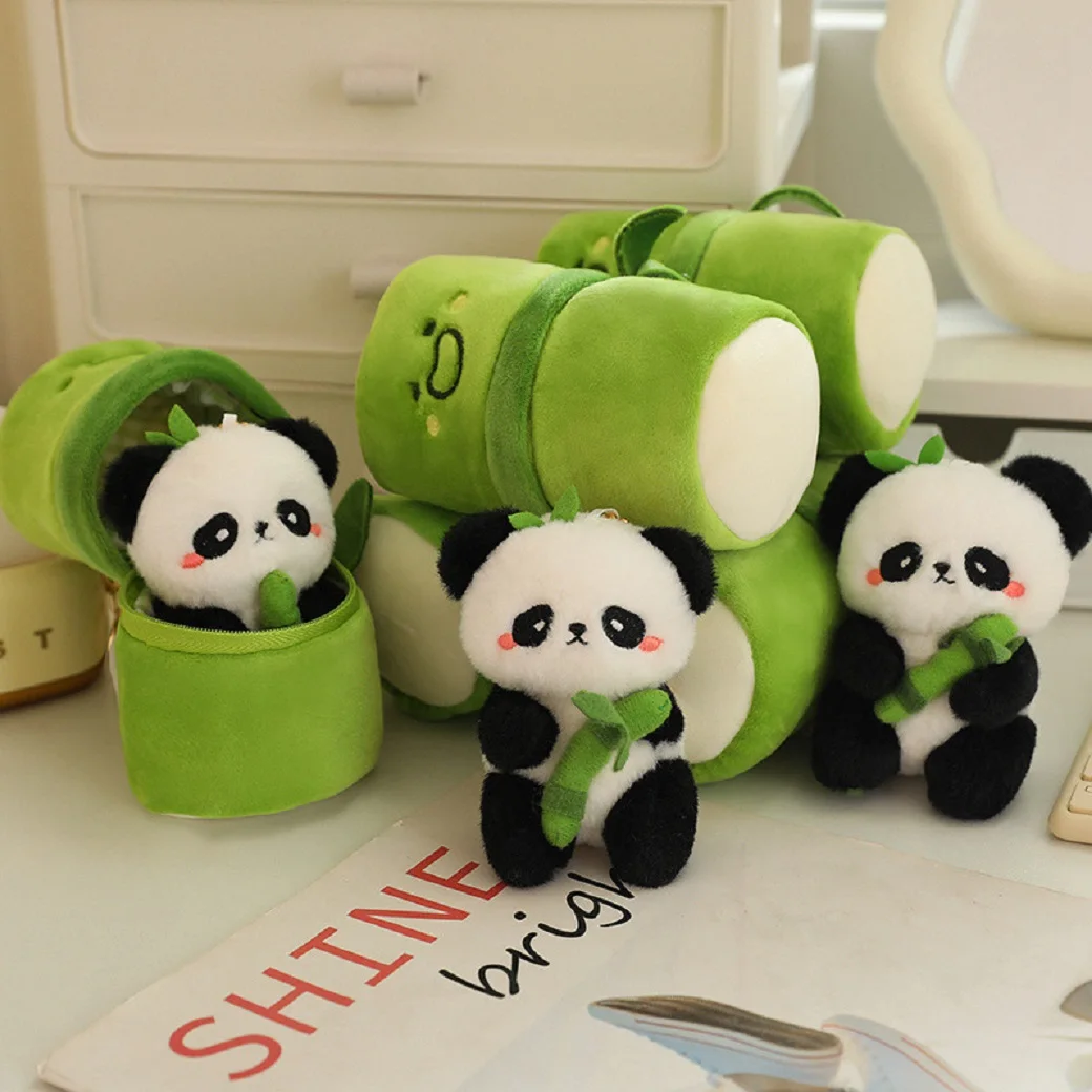 Śliczna 10cm bambusowa panda pluszowa zabawka mała zawieszka pluszaki miękka lalka puszysta panda dekoracja torby prezent urodzinowy