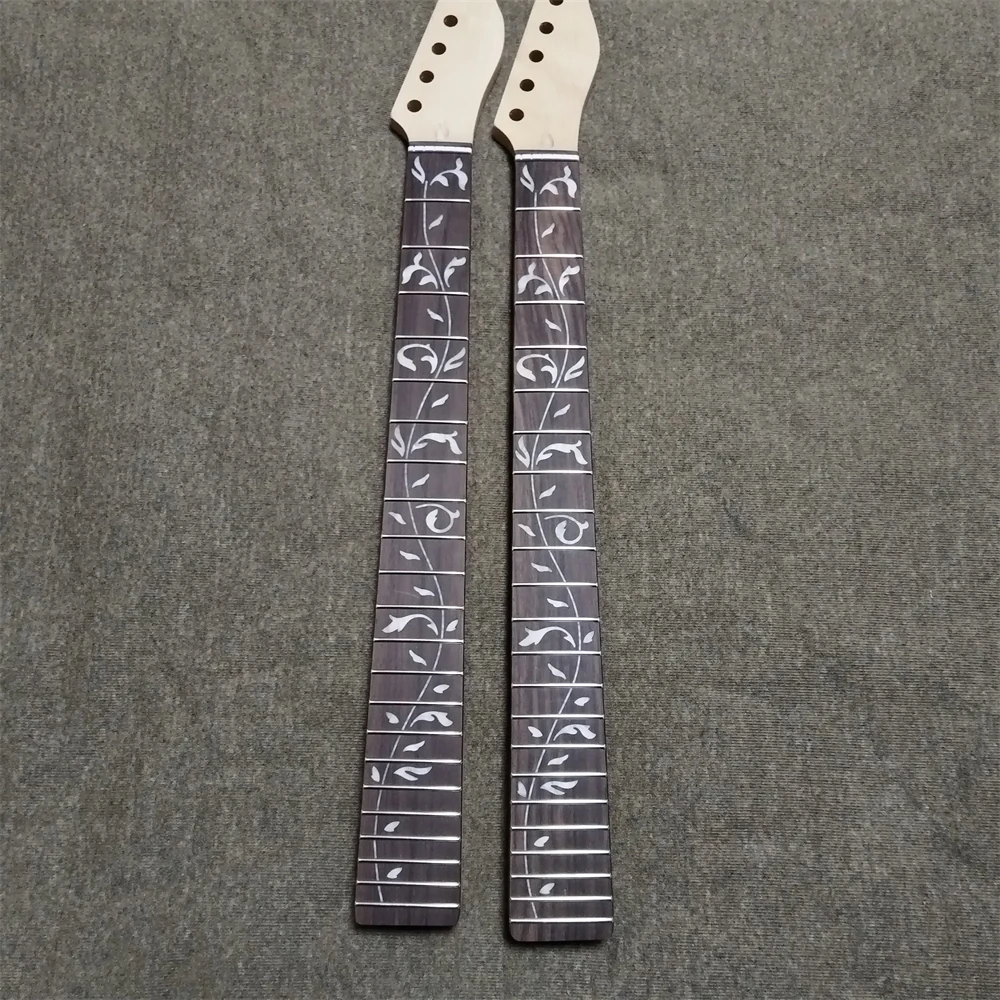22 Bünde, unbehandelter Ahorn-E-Gitarrenhals, Griffbrett mit Lebensbaum-Motiv, Zubehör und Ersatzteile für Musikinstrumente. – Detail 4