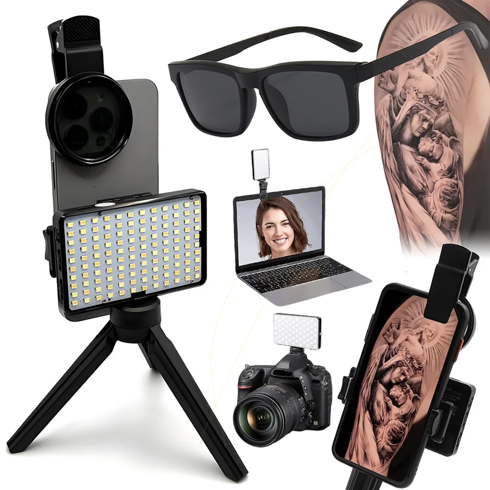 Polarized Tattoo Fill Light Reduce Reflected Light Of Tattoos and Tattoo Vision Polarized Glasses Tattoo Photography Light Kit