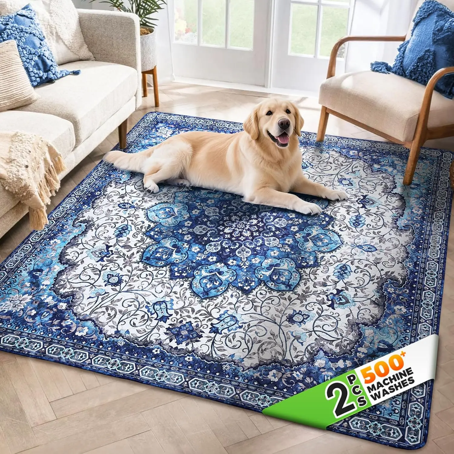 

Large Washable Cat Litter Mat 2-Pack, Absorbent Waterproof Non-Slip Rug for Floor Protection