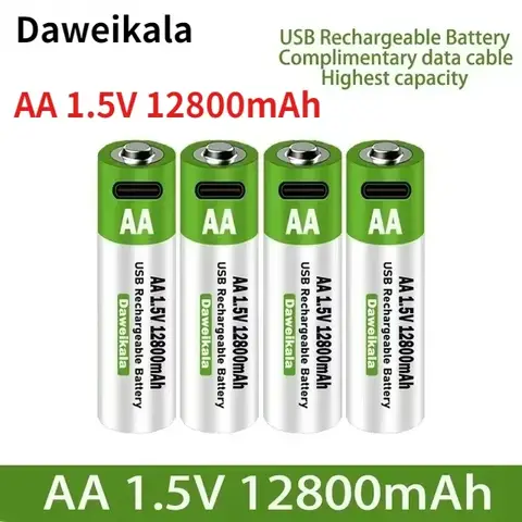 2024 nouvelle batterie Rechargeable USB 1.5V AA 12800 mAh Li-ion batterie pour télécommande souris jouet électrique batterie + câble type-c