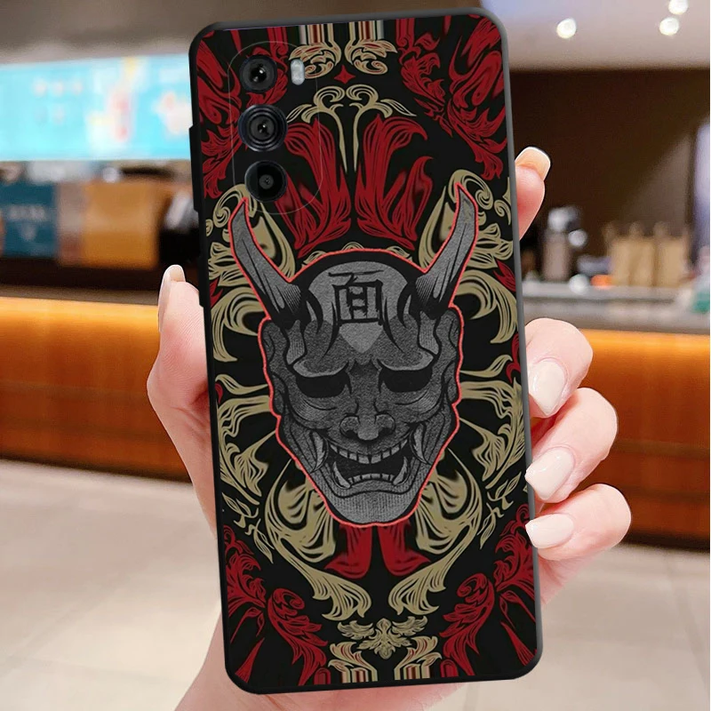 حافظة هاتف على شكل قناع أوني ياباني ديفيل آرت لهاتف موتورولا إيدج 50 40 برو 60 50 40 30 Ultra Neo Fusion Moto G Play G Stylus G Power G #1