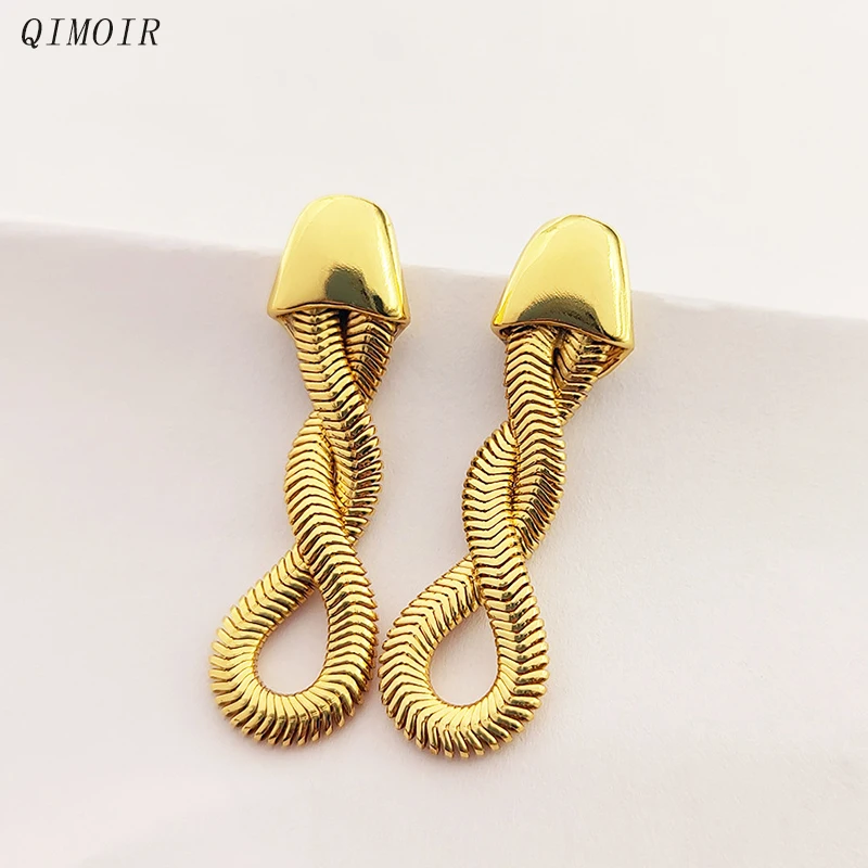 Медные серьги со змеиной цепочкой, витые серьги для женщин, модельер ювелирных изделий, необычные новые стильные элегантные аксессуары для вечеринок, подарок C1782