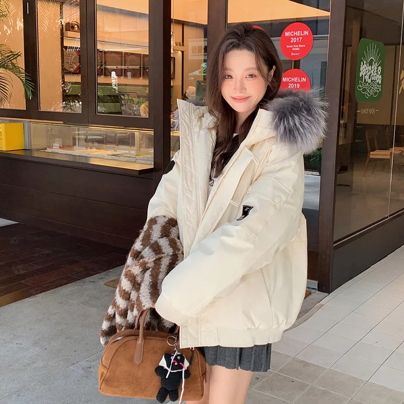 Cotton padded women's 2025 winter new loose fitting cotton jacket for students, warm bread jacket, cotton coat jacket jacket