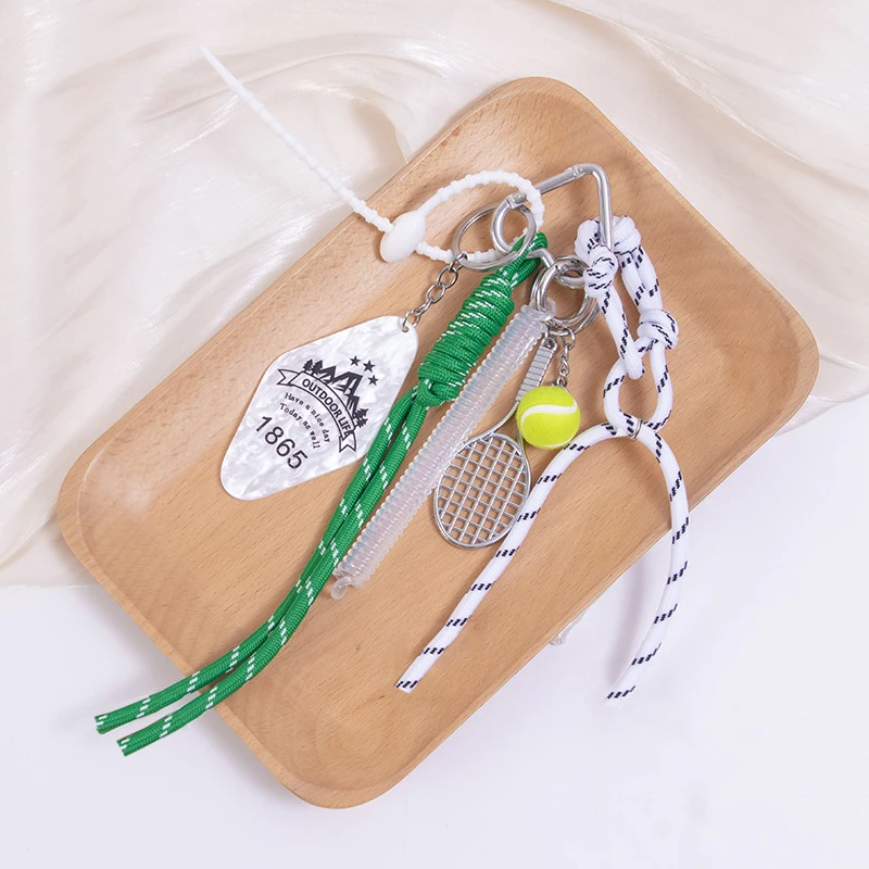 Ins style bag pendant Multi element keychain Nylon woven rope Backpack decoration pendant